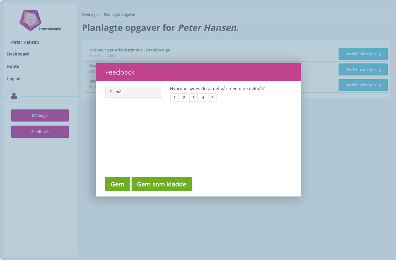 Besvar opgaverne og give feedback via en mobilapp